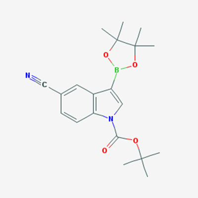 Picture of tert-Butyl 5-cyano-3-(4,4,5,5-tetramethyl-1,3,2-dioxaborolan-2-yl)-1H-indole-1-carboxylate