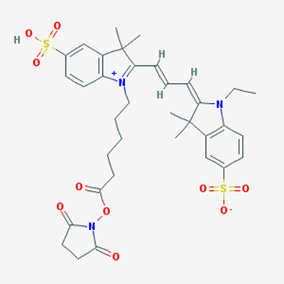 Picture of 2-(3-(1-(6-((2,5-Dioxopyrrolidin-1-yl)oxy)-6-oxohexyl)-3,3-dimethyl-5-sulfoindolin-2-ylidene)prop-1-en-1-yl)-1-ethyl-3,3-dimethyl-3H-indol-1-ium-5-sulfonate