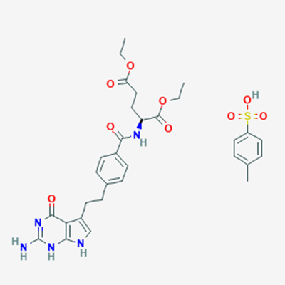 Picture of (S)-Diethyl 2-(4-(2-(2-amino-4-oxo-4,7-dihydro-3H-pyrrolo[2,3-d]pyrimidin-5-yl)ethyl)benzamido)pentanedioate 4-methylbenzenesulfonate