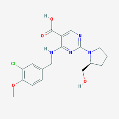 Picture of (S)-4-((3-Chloro-4-methoxybenzyl)amino)-2-(2-(hydroxymethyl)pyrrolidin-1-yl)pyrimidine-5-carboxylic acid