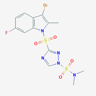 Picture of 3-((3-Bromo-6-fluoro-2-methyl-1H-indol-1-yl)sulfonyl)-N,N-dimethyl-1H-1,2,4-triazole-1-sulfonamide