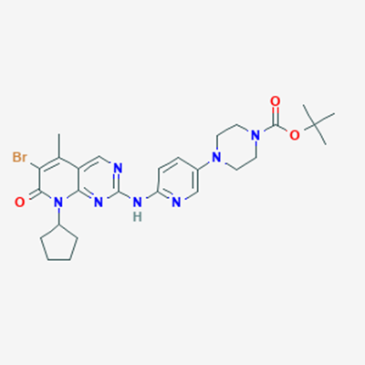 Picture of tert-Butyl 4-(6-((6-bromo-8-cyclopentyl-5-methyl-7-oxo-7,8-dihydropyrido[2,3-d]pyrimidin-2-yl)amino)pyridin-3-yl)piperazine-1-carboxylate