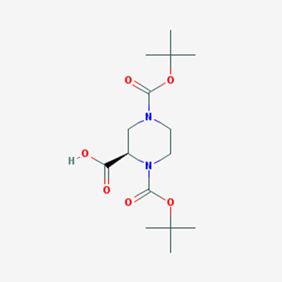 Picture of (R)-1,4-Bis(tert-tutoxycarbonyl)piperazine-2-carboxylic acid