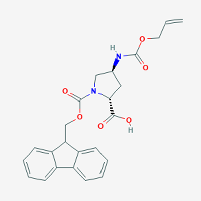 Picture of (2R,4S)-1-(((9H-Fluoren-9-yl)methoxy)carbonyl)-4-(((allyloxy)carbonyl)amino)pyrrolidine-2-carboxylic acid