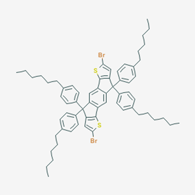 Picture of 2,7-Dibromo-4,4,9,9-tetrakis(4-hexylphenyl)-4,9-dihydro-s-indaceno[1,2-b:5,6-b]dithiophene