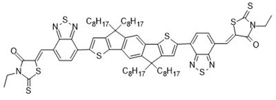 Picture of (5Z,5Z)-5,5-((7,7-(4,4,9,9-tetraoctyl-4,9-dihydro-s-indaceno[1,2-b:5,6-b]dithiophene-2,7-diyl)bis(benzo[c][1,2,5]thiadiazole-7,4-diyl))bis(methanylylidene))bis(3-ethyl-2-thioxothiazolidin-4-one)