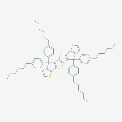 Picture of Thieno[3,2:4,5]cyclopenta[1,2-b]thieno[2,3:3,4]cyclopenta [1,2:4,5]thieno[2,3-d]thiophene,4,4,9,9-tetrakis(4-hexylphenyl)-4,9-dihydro-