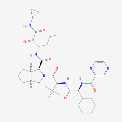 Picture of (1S,3aR,6aS)-2-((S)-2-((S)-2-Cyclohexyl-2-(pyrazine-2-carboxamido)acetamido)-3,3-dimethylbutanoyl)-N-((S)-1-(cyclopropylamino)-1,2-dioxohexan-3-yl)octahydrocyclopenta[c]pyrrole-1-carboxamide