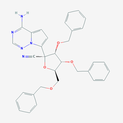 Picture of (2R,3R,4R,5R)-2-(4-Aminopyrrolo[2,1-f][1,2,4]triazin-7-yl)-3,4-bis(benzyloxy)-5-((benzyloxy)methyl)tetrahydrofuran-2-carbonitrile