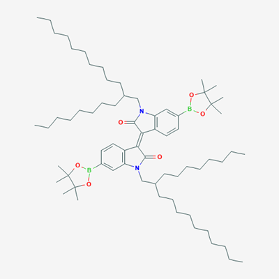 Picture of (3E)-1-(2-Octyldodecyl)-3-[1-(2-octyldodecyl)-2-oxo-6-(4,4,5,5-tetramethyl-1,3,2-dioxaborolan-2-yl)indol-3-ylidene]-6-(4,4,5,5-tetramethyl-1,3,2-dioxaborolan-2-yl)indol-2-one