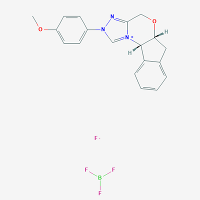 Picture of (5AR,10bS)-2-(4-methoxyphenyl)-5a,10b-dihydro-4H,6H-indeno[2,1-b][1,2,4]triazolo[4,3-d][1,4]oxazin-2-ium tetrafluoroborate