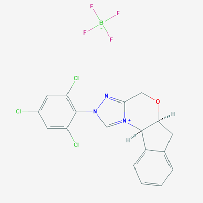 Picture of (5aS,10bR)-2-(2,4,6-Trichlorophenyl)-4,5a,6,10b-tetrahydro-2H-indeno[2,1-b][1,2,4]triazolo[4,3-d][1,4]oxazin-11-ium tetrafluoroborate