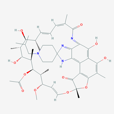 Picture of (9S,12E,14S,15R,16S,17R,18R,19R,20S,21S,22E,24Z)-16-(Acetyloxy)-6,18,20-trihydroxy-14-methoxy-7,9,15,17,19,21,25-heptamethyl-1′-(2-methylpropyl)spiro[9,4-(epoxypentadeca[1,11,13]trienimino)-2H-furo[2′,3′:7,8]naphth[1,2-d]imidazole-2,4′-piperidine]-5,10,26
