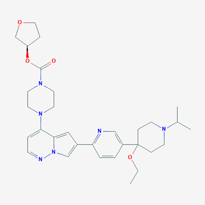 Picture of (R)-Tetrahydrofuran-3-yl 4-(6-(5-(4-ethoxy-1-isopropylpiperidin-4-yl)pyridin-2-yl)pyrrolo[1,2-b]pyridazin-4-yl)piperazine-1-carboxylate