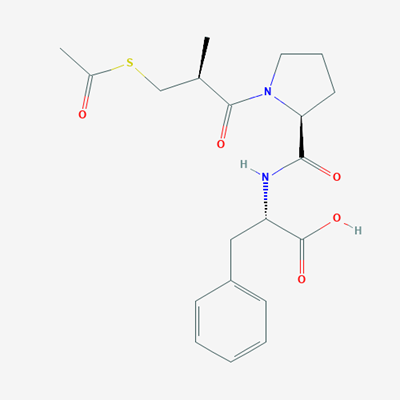 Picture of (S)-2-((S)-1-((S)-3-(Acetylthio)-2-methylpropanoyl)pyrrolidine-2-carboxamido)-3-phenylpropanoic acid