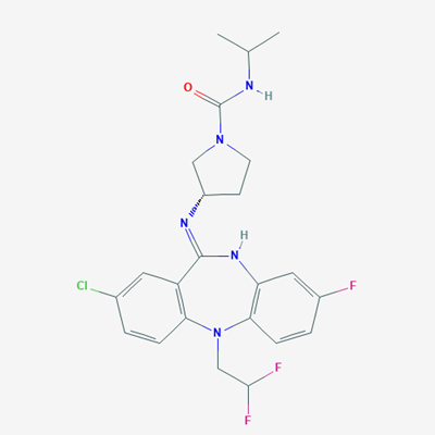 Picture of (S)-3-((2-Chloro-5-(2,2-difluoroethyl)-8-fluoro-5H-dibenzo[b,e][1,4]diazepin-11-yl)amino)-N-isopropylpyrrolidine-1-carboxamide