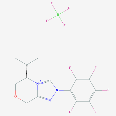 Picture of (S)-5-isopropyl-2-(perfluorophenyl)-2,5,6,8-tetrahydro-[1,2,4]triazolo[3,4-c][1,4]oxazin-4-ium tetrafluoroborate