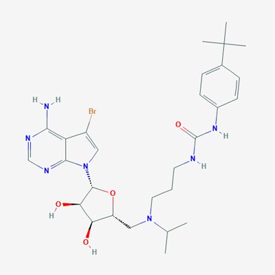 Picture of 1-(3-((((2R,3S,4R,5R)-5-(4-Amino-5-bromo-7H-pyrrolo[2,3-d]pyrimidin-7-yl)-3,4-dihydroxytetrahydrofuran-2-yl)methyl)(isopropyl)amino)propyl)-3-(4-(tert-butyl)phenyl)urea