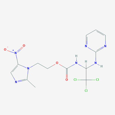 Picture of 2-(2-Methyl-5-nitro-1H-imidazol-1-yl)ethyl N-{2,2,2-trichloro-1-[(pyrimidin-2-yl)amino]ethyl}carbamate
