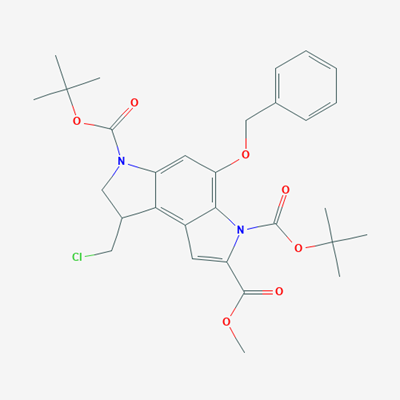 Picture of 3,6-Di-tert-butyl 2-methyl 4-(benzyloxy)-8-(chloromethyl)-7,8-dihydropyrrolo[3,2-e]indole-2,3,6-tricarboxylate