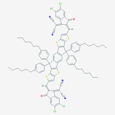 Picture of 3,9-bis(2-methylene-((3-(1,1-dicyanomethylene)-6,7-dichloro)-indanone))-5,5,11,11-tetrakis(4-hexylphenyl)-dithieno[2,3-d:2’,3’-d’]-s-indaceno[1,2-b:5,6-b’]dithiophene