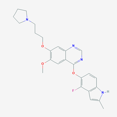Picture of 4-((4-Fluoro-2-methyl-1H-indol-5-yl)oxy)-6-methoxy-7-(3-(pyrrolidin-1-yl)propoxy)quinazoline
