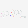 Picture of 5-Bromo-N-(4-chloro-3-(trifluoromethyl)phenyl)-1-(cyclopropanecarbonyl)indoline-6-sulfonamide