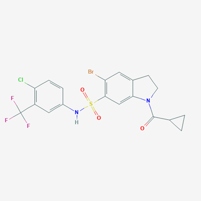 Picture of 5-Bromo-N-(4-chloro-3-(trifluoromethyl)phenyl)-1-(cyclopropanecarbonyl)indoline-6-sulfonamide