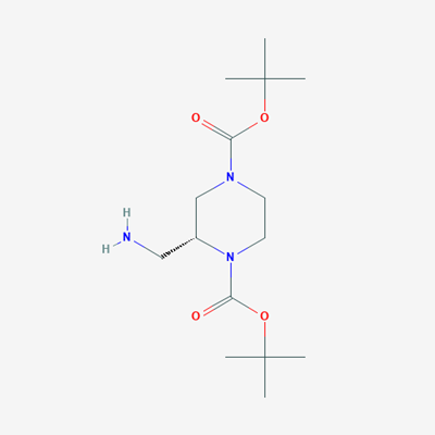Picture of Di-tert-butyl (R)-2-(aminomethyl)piperazine-1,4-dicarboxylate