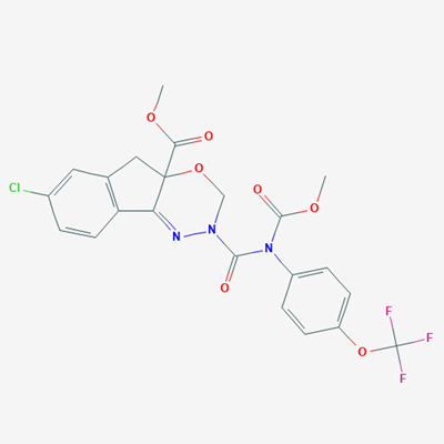 Picture of Methyl 7-chloro-2-((methoxycarbonyl)(4-(trifluoromethoxy)phenyl)carbamoyl)-2,5-dihydroindeno[1,2-e][1,3,4]oxadiazine-4a(3H)-carboxylate