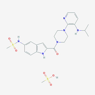 Picture of N-(2-(4-(3-(Isopropylamino)pyridin-2-yl)piperazine-1-carbonyl)-1H-indol-5-yl)methanesulfonamide methanesulfonate