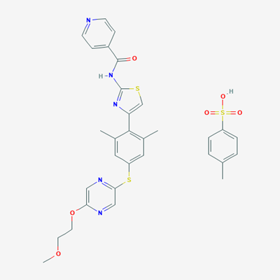 Picture of N-(4-(4-((5-(2-Methoxyethoxy)pyrazin-2-yl)thio)-2,6-dimethylphenyl)thiazol-2-yl)isonicotinamide 4-methylbenzenesulfonate
