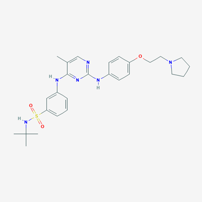 Picture of N-(tert-Butyl)-3-((5-methyl-2-((4-(2-(pyrrolidin-1-yl)ethoxy)phenyl)amino)pyrimidin-4-yl)amino)benzenesulfonamide