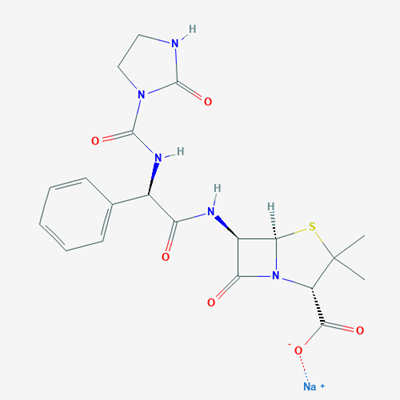Picture of Sodium (2S,5R,6R)-3,3-dimethyl-7-oxo-6-((R)-2-(2-oxoimidazolidine-1-carboxamido)-2-phenylacetamido)-4-thia-1-azabicyclo[3.2.0]heptane-2-carboxylate