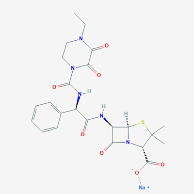 Picture of Sodium (2S,5R,6R)-6-((R)-2-(4-ethyl-2,3-dioxopiperazine-1-carboxamido)-2-phenylacetamido)-3,3-dimethyl-7-oxo-4-thia-1-azabicyclo[3.2.0]heptane-2-carboxylate