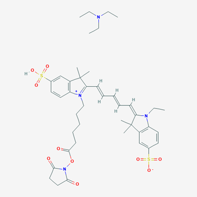 Picture of Triethylamine 2-(5-(1-(6-((2,5-dioxopyrrolidin-1-yl)oxy)-6-oxohexyl)-3,3-dimethyl-5-sulfonatoindolin-2-ylidene)penta-1,3-dien-1-yl)-1-ethyl-3,3-dimethyl-3H-indol-1-ium-5-sulfonate