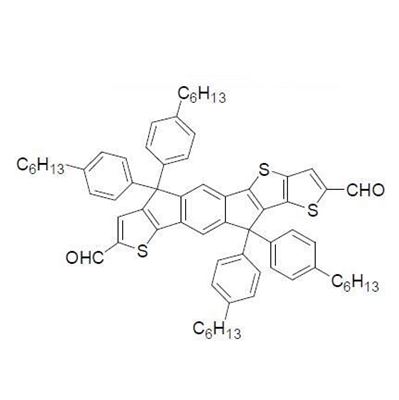 Picture of Thieno[3,2-b]thieno[2',3':5,6]-s-indaceno[2,1-d]thiophene-2,8-dicarboxaldehyde ,6,6,11,11-tetrakis(4-hexylphenyl)-6,11-dihydro-