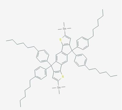 Picture of (4,4,9,9-tetrakis(4-hexylphenyl)-4,9-dihydro-s-indaceno[1,2-b:5,6-b]dithiophene-2,7-diyl)bis(trimethylstannane)
